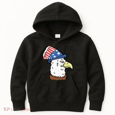 Retro Patriotic Bald Eagle Kids Hoodie