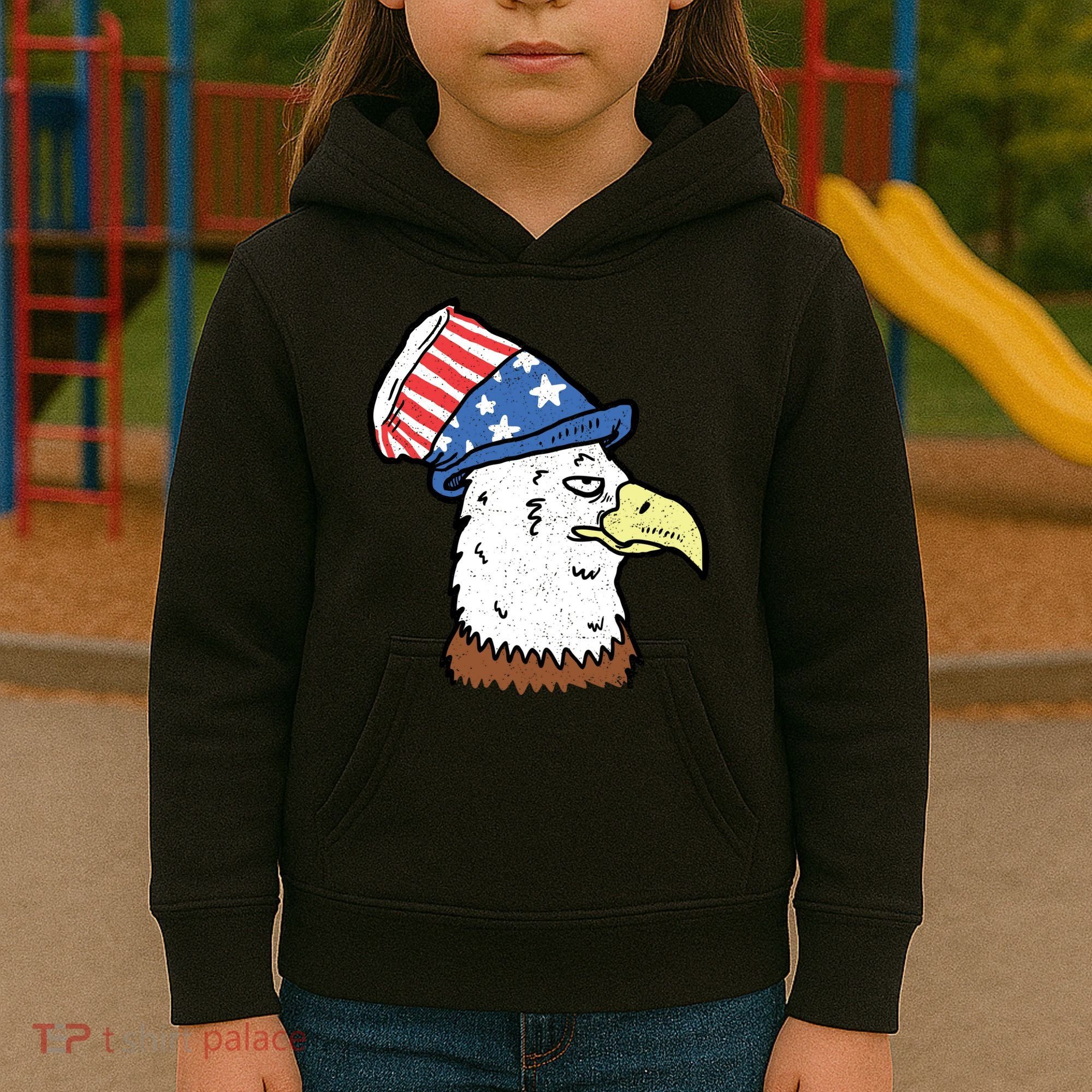 Retro Patriotic Bald Eagle  Kids Hoodie