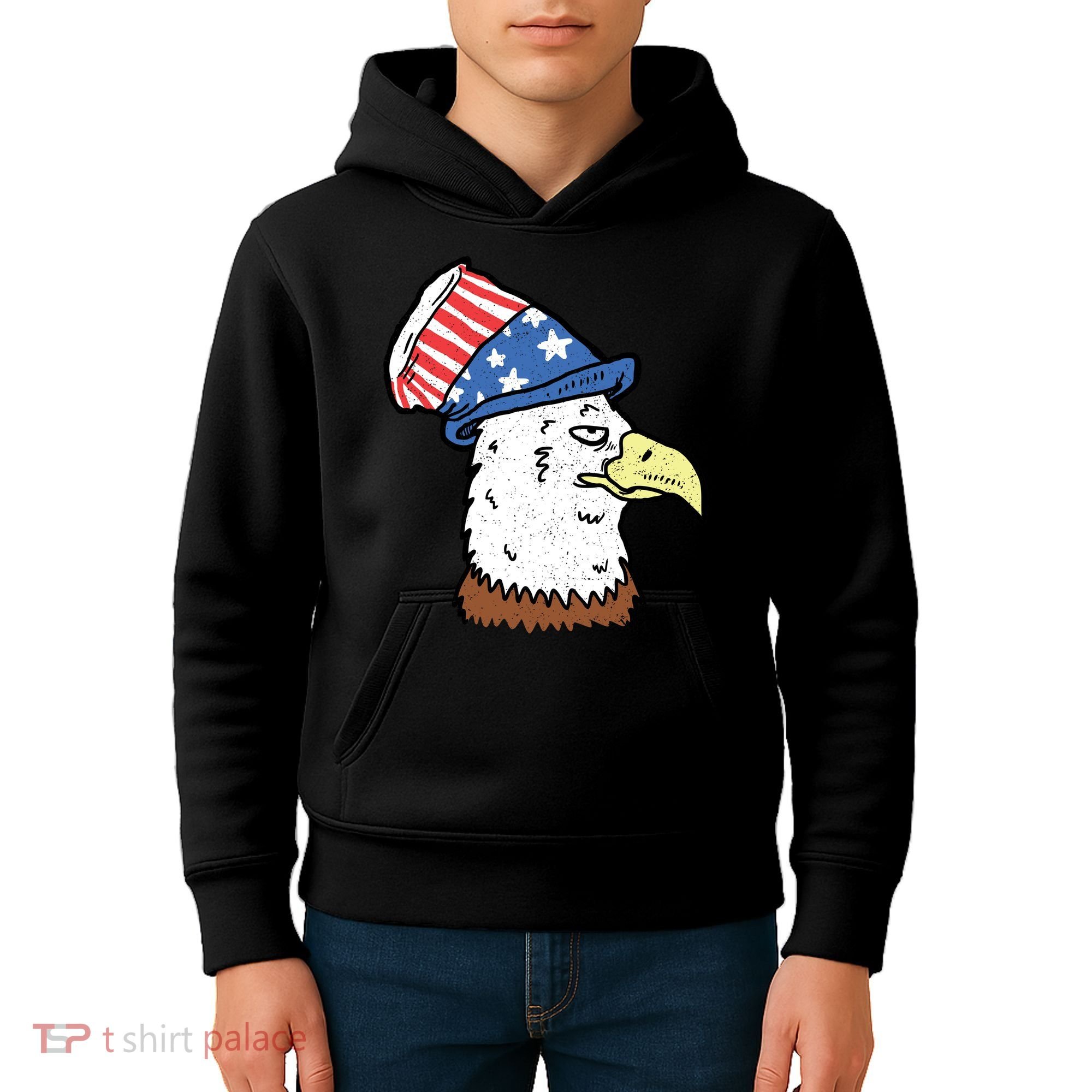 Retro Patriotic Bald Eagle  Kids Hoodie