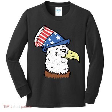Retro Patriotic Bald Eagle  Kids Long Sleeve Shirt