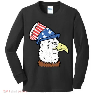 Retro Patriotic Bald Eagle Kids Long Sleeve Shirt