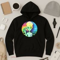Retro Peace Alien Hippie Hoodie thumb 3