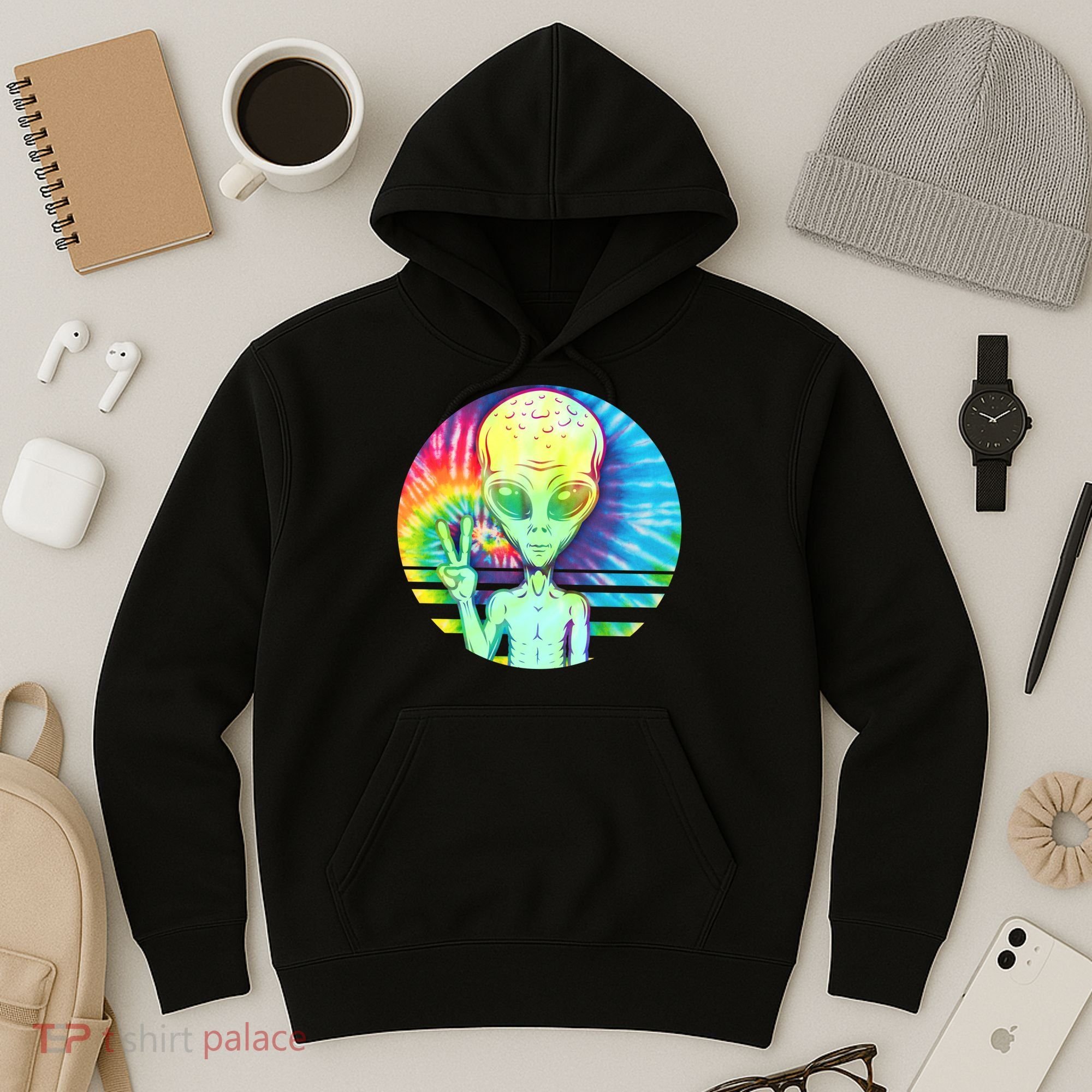 Retro Peace Alien Hippie Hoodie