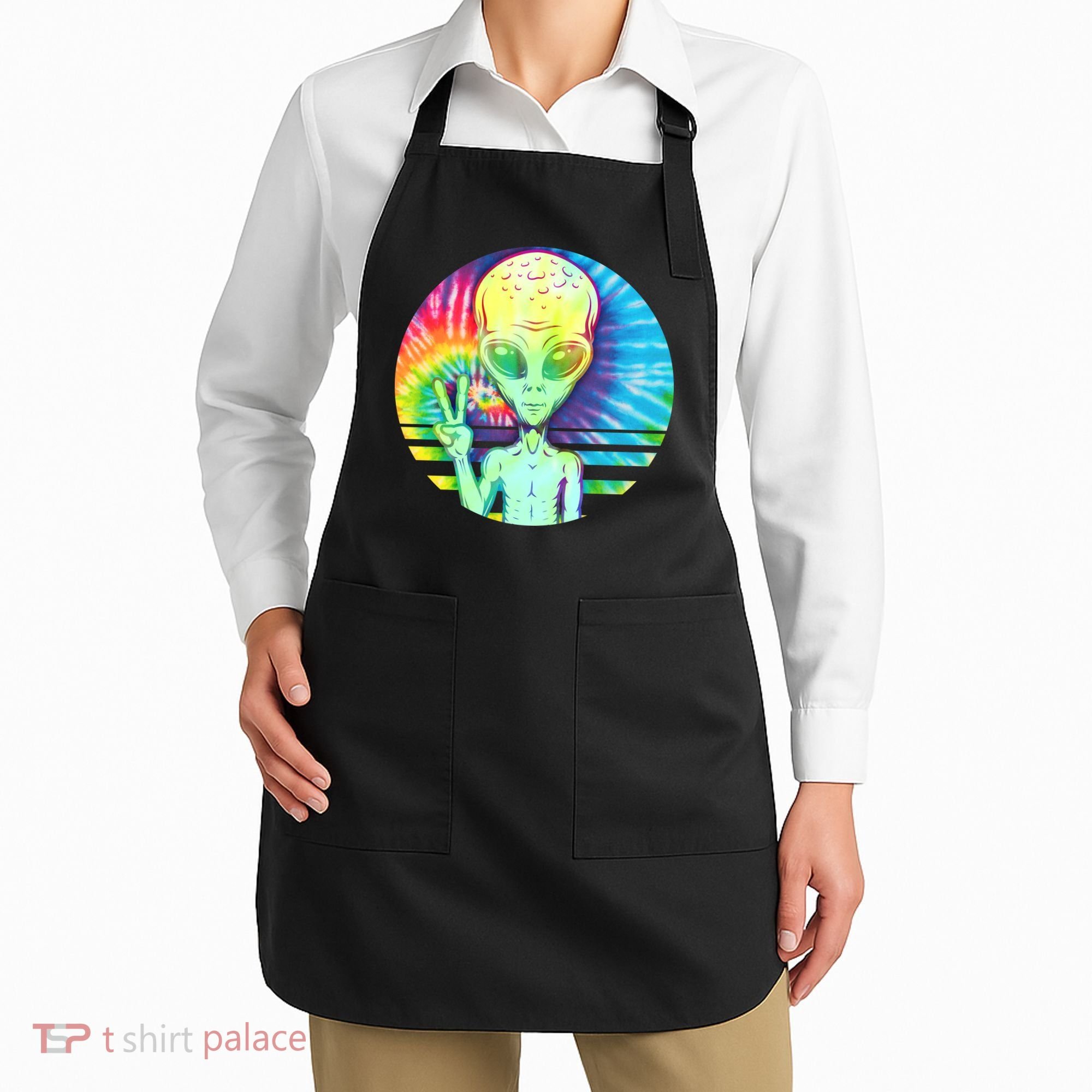 Retro Peace Alien Hippie Apron