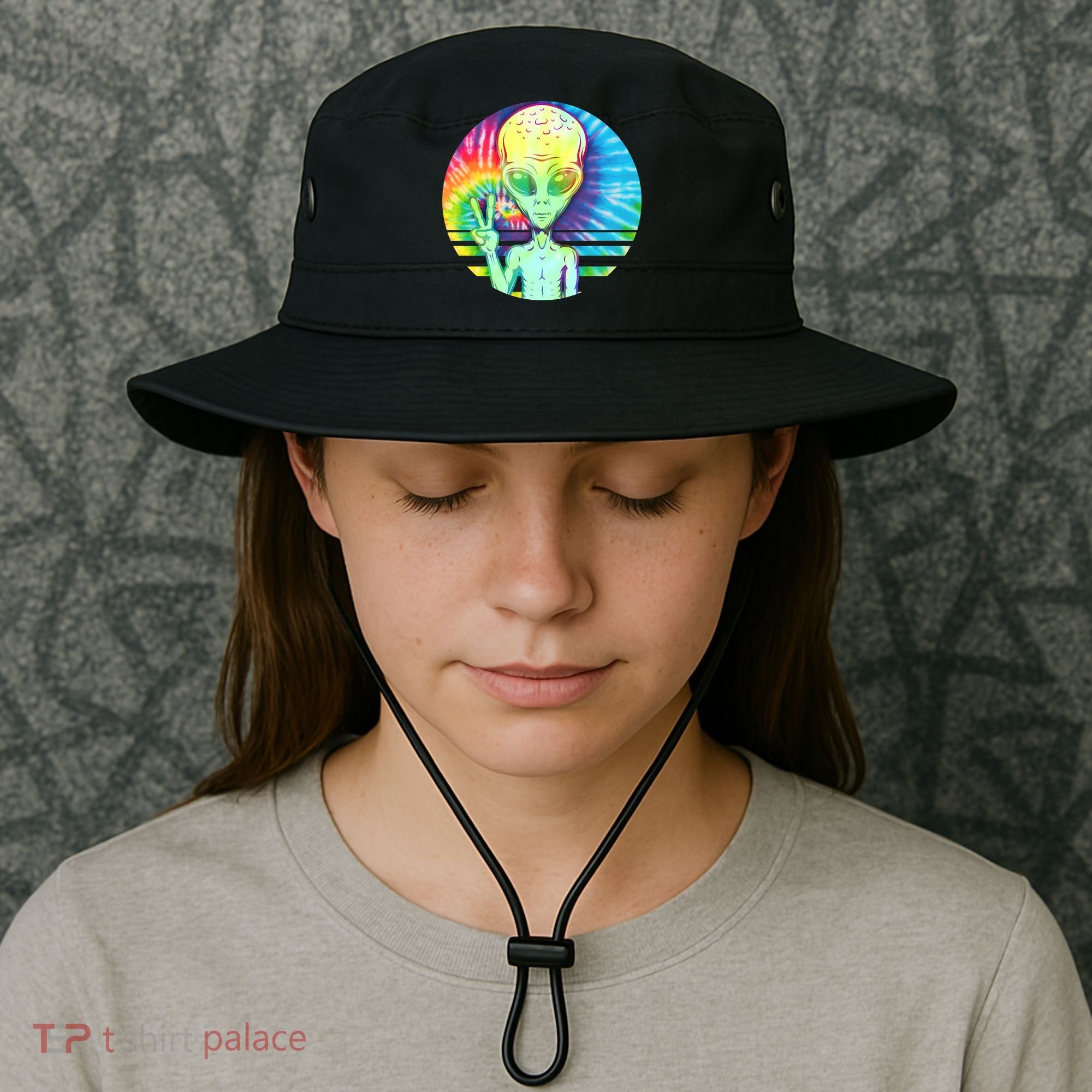 Retro Peace Alien Hippie Bucket Hat