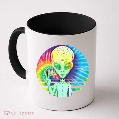 Retro Peace Alien Hippie Coffee Mug