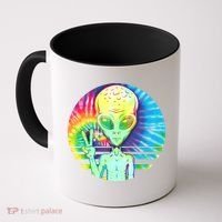 Retro Peace Alien Hippie Coffee Mug thumb 0