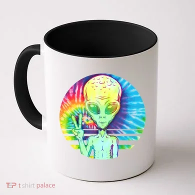 Retro Peace Alien Hippie Coffee Mug