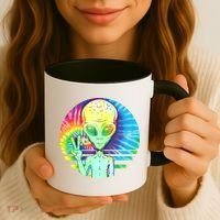 Retro Peace Alien Hippie Coffee Mug thumb 3