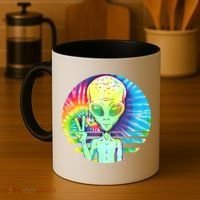 Retro Peace Alien Hippie Coffee Mug thumb 4