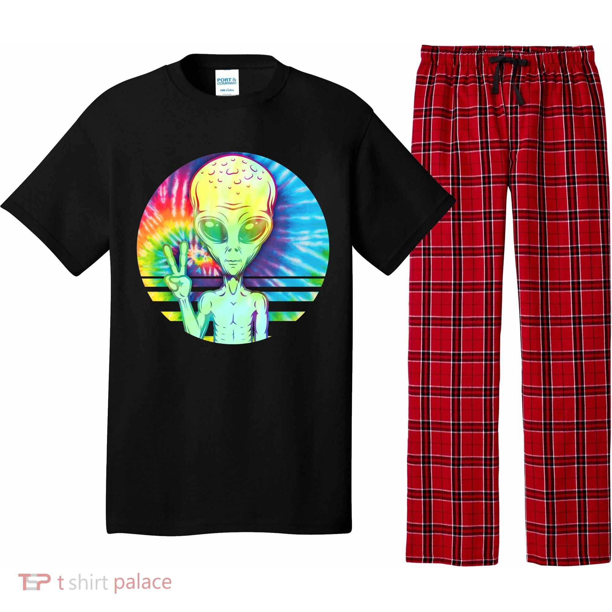 Retro Peace Alien Hippie Pajama Set