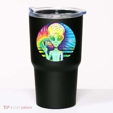 Retro Peace Alien Hippie Tumbler