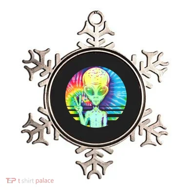 Retro Peace Alien Hippie Ornament