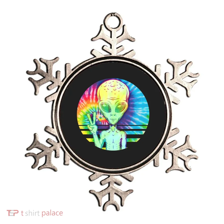Retro Peace Alien Hippie Ornament