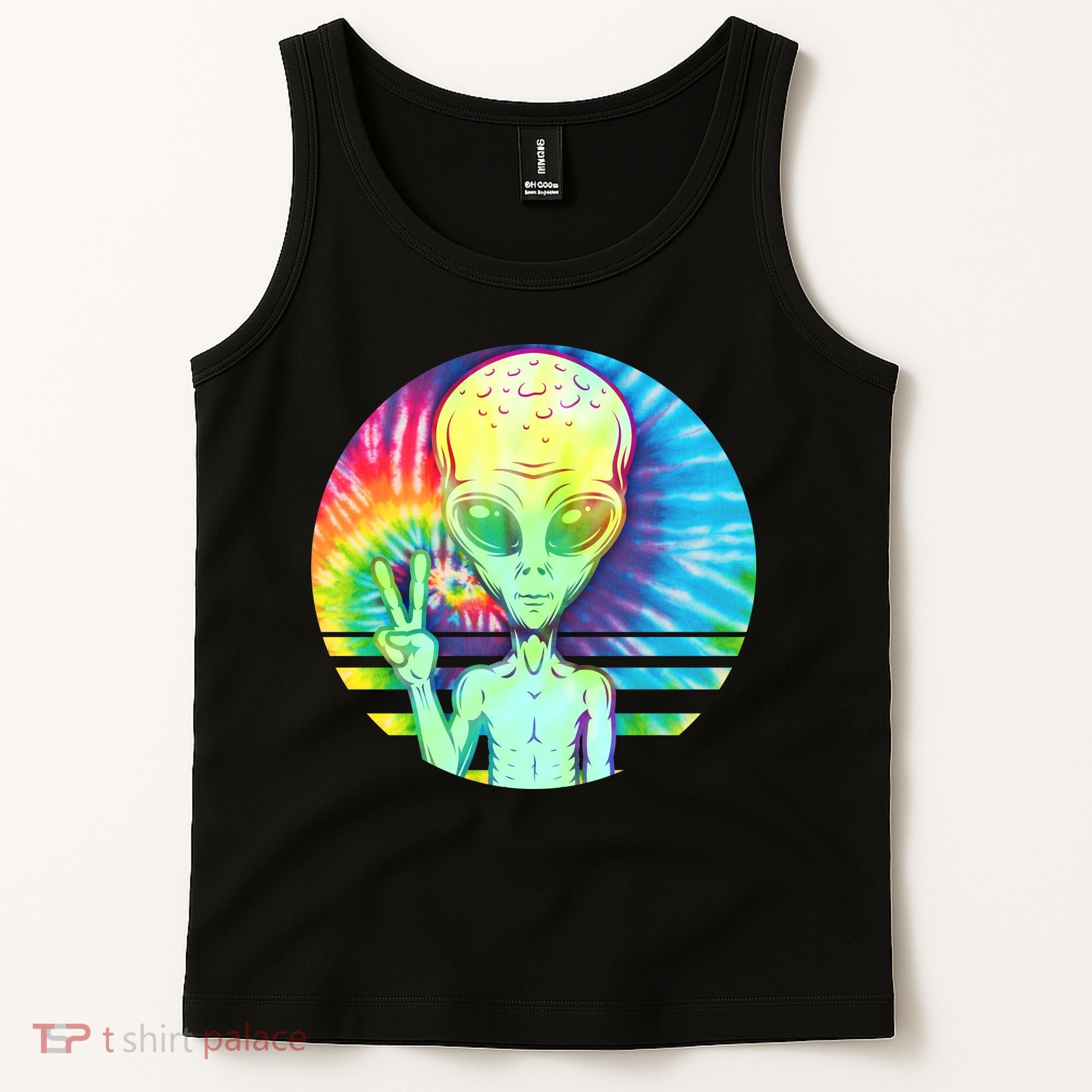 Retro Peace Alien Hippie Tank Top
