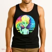 Retro Peace Alien Hippie Tank Top thumb 3
