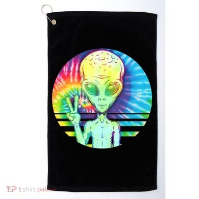 Retro Peace Alien Hippie Golf Towel