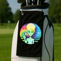 Retro Peace Alien Hippie Golf Towel thumb 2