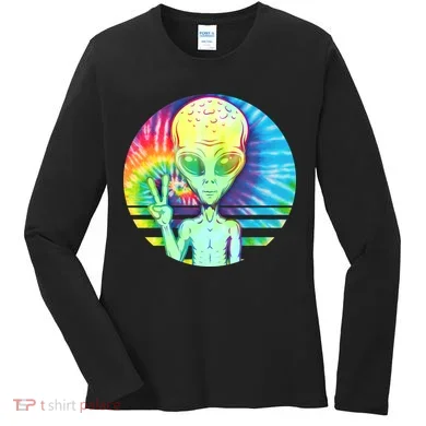 Retro Peace Alien Hippie Women's Long Sleeve Shirt