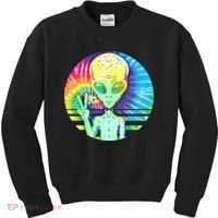 Retro Peace Alien Hippie Kids Sweatshirt thumb 0