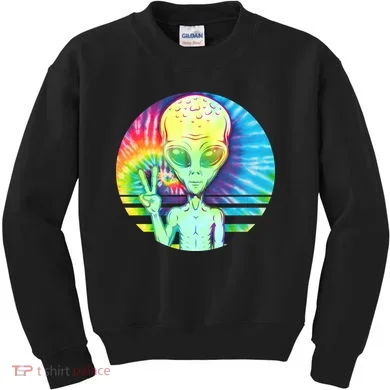 Retro Peace Alien Hippie Kids Sweatshirt