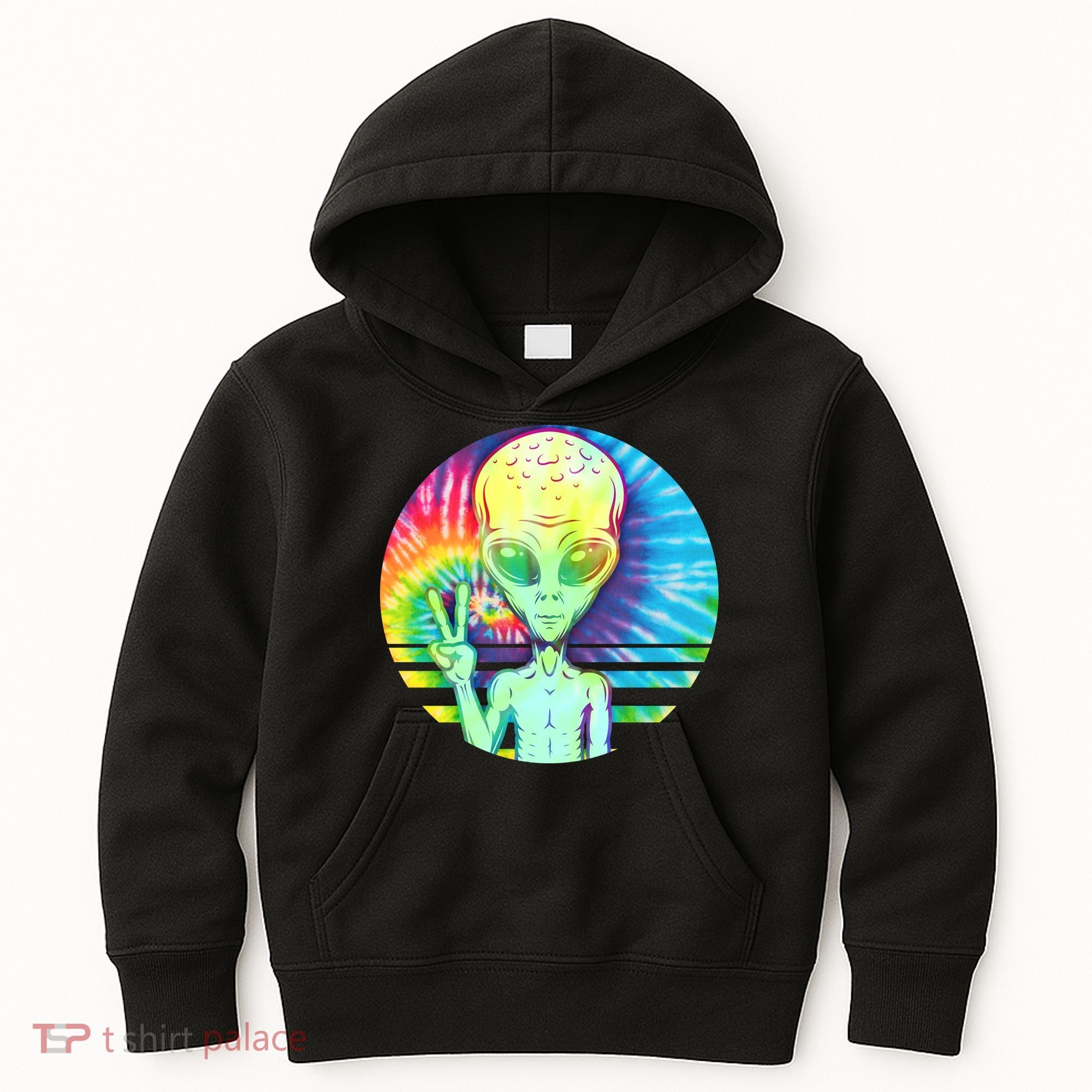 Retro Peace Alien Hippie Kids Hoodie