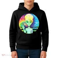 Retro Peace Alien Hippie Kids Hoodie thumb 4