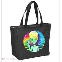 Retro Peace Alien Hippie Tote Bag thumb 2
