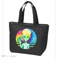 Retro Peace Alien Hippie Tote Bag thumb 3