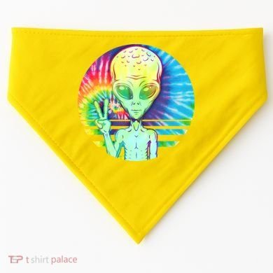 Retro Peace Alien Hippie USA-Made Doggie Bandana