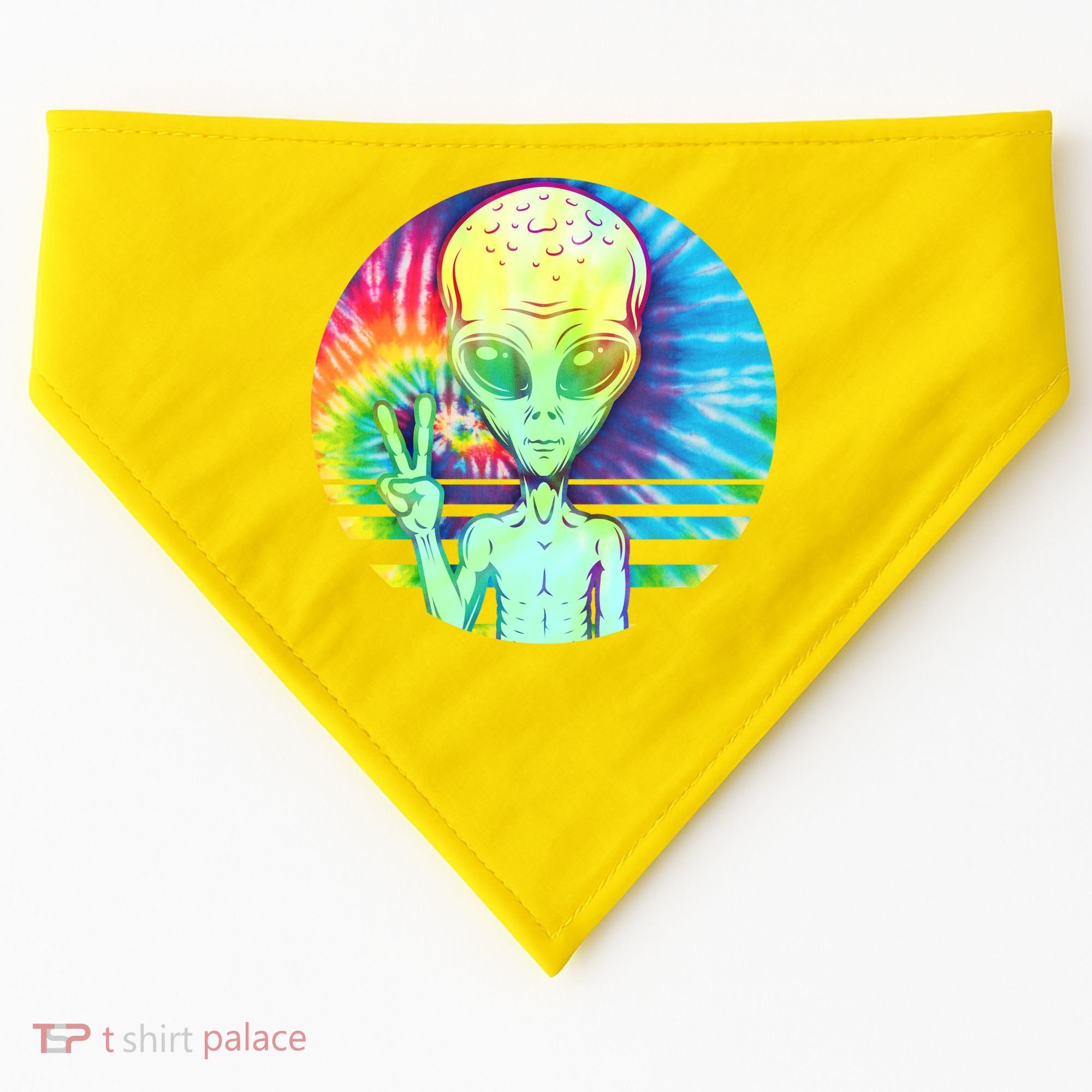 Retro Peace Alien Hippie USA-Made Doggie Bandana
