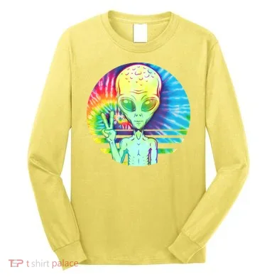 Retro Peace Alien Hippie Long Sleeve Shirt