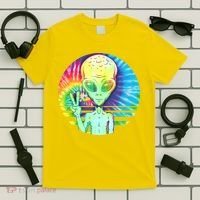 Retro Peace Alien Hippie T-Shirt thumb 5