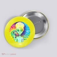 Retro Peace Alien Hippie Button thumb 0