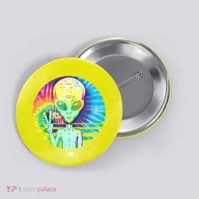 Retro Peace Alien Hippie Button