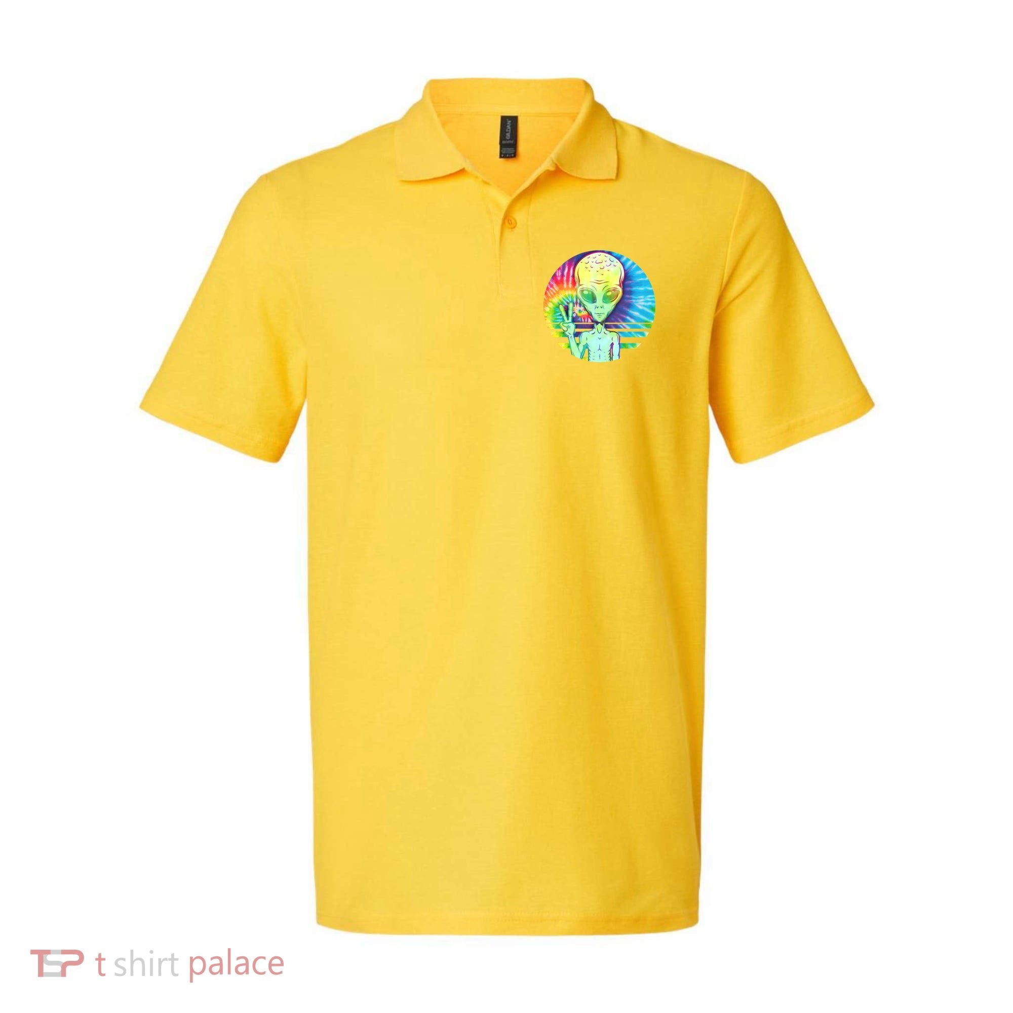 Retro Peace Alien Hippie Polo