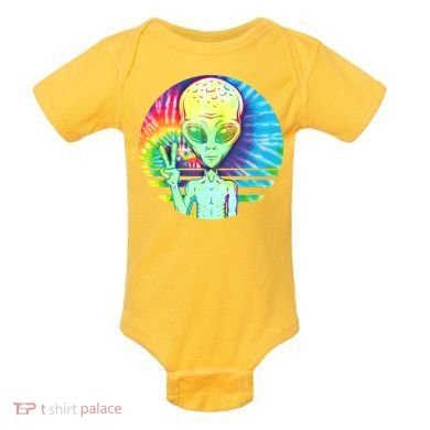 Retro Peace Alien Hippie Baby Bodysuit