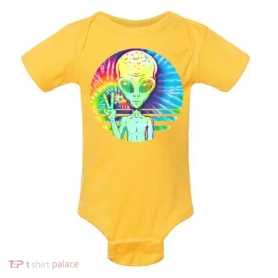 Retro Peace Alien Hippie Baby Bodysuit