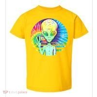 Retro Peace Alien Hippie Toddler T-Shirt thumb 0