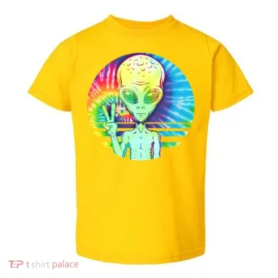 Retro Peace Alien Hippie Toddler T-Shirt