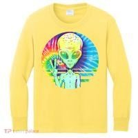 Retro Peace Alien Hippie Kids Long Sleeve Shirt thumb 0