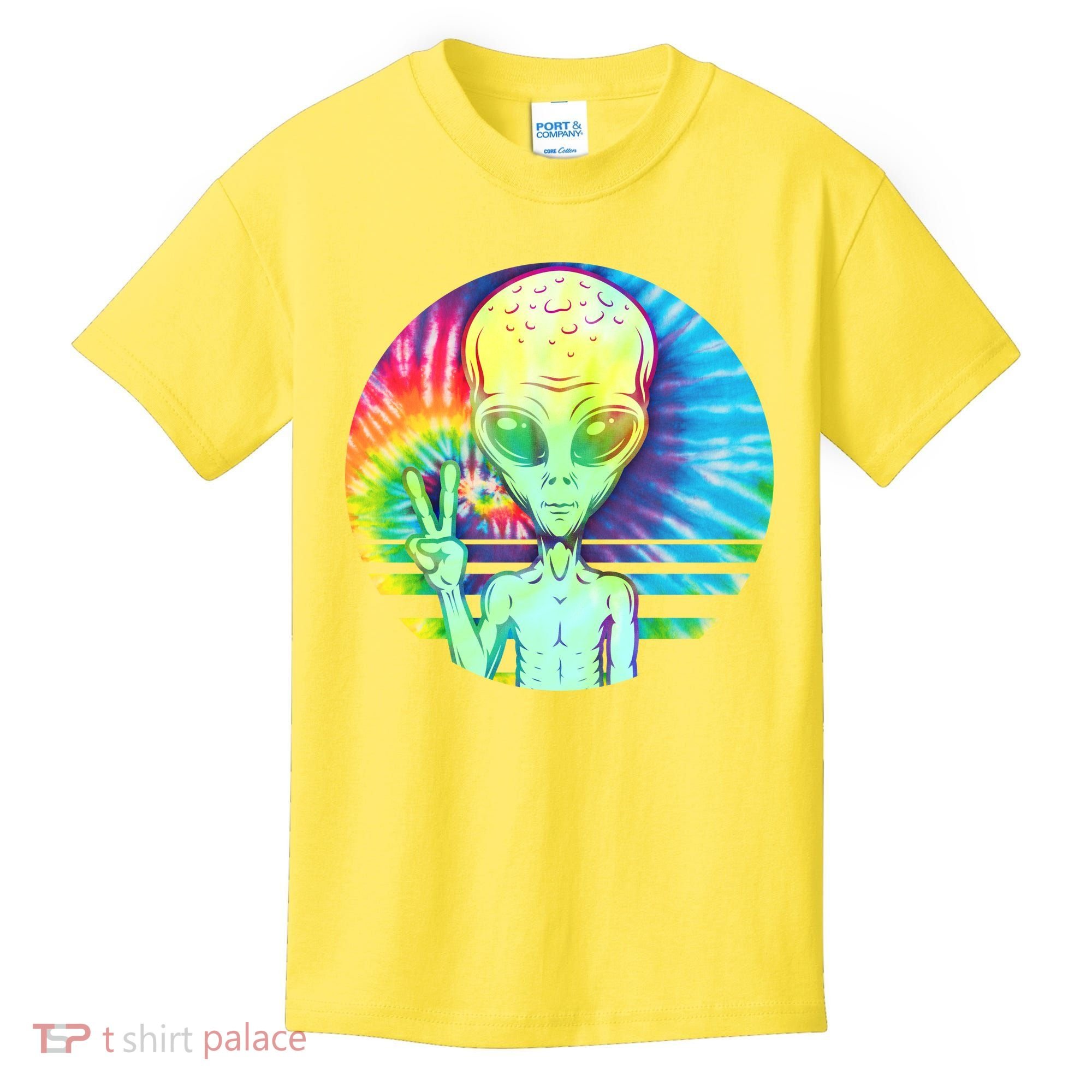 Retro Peace Alien Hippie Kids T-Shirt