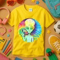 Retro Peace Alien Hippie Kids T-Shirt thumb 3