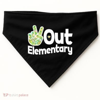Retro Peace Out Elementary  USA-Made Doggie Bandana