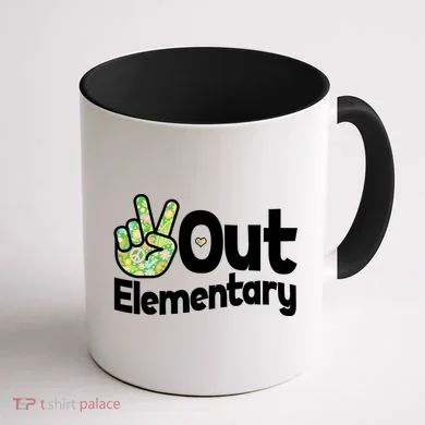 Retro Peace Out Elementary  Coffee Mug back