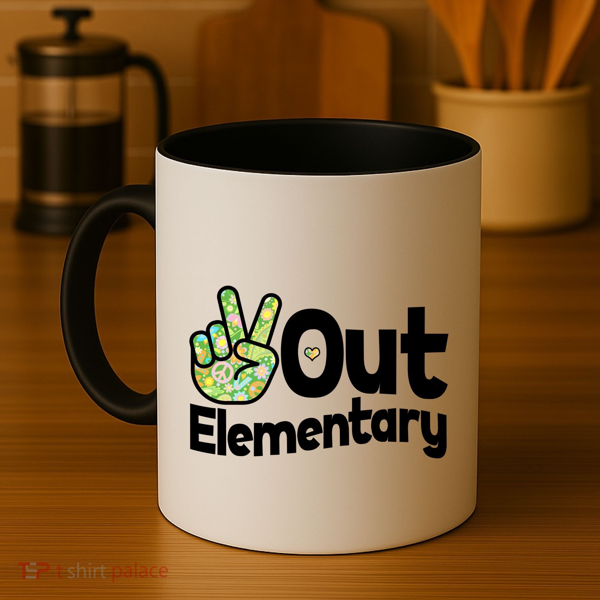 Retro Peace Out Elementary  Coffee Mug