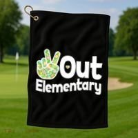 Retro Peace Out Elementary  Golf Towel thumb 1