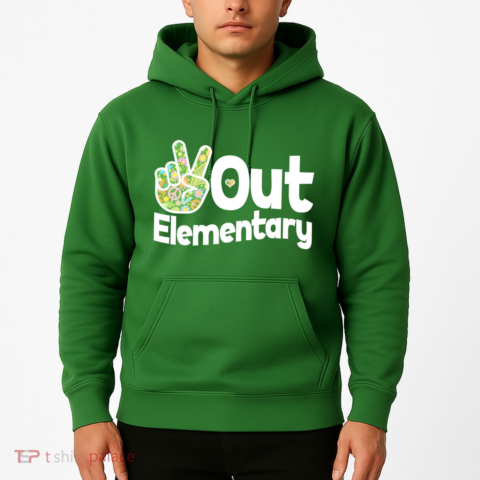 Retro Peace Out Elementary  Hoodie