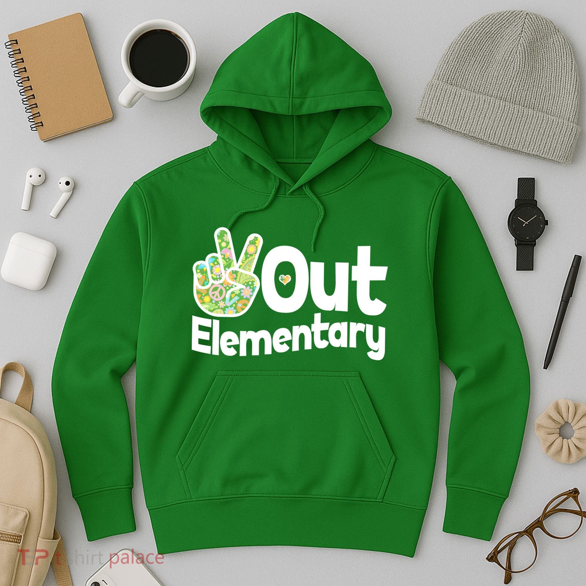 Retro Peace Out Elementary  Hoodie