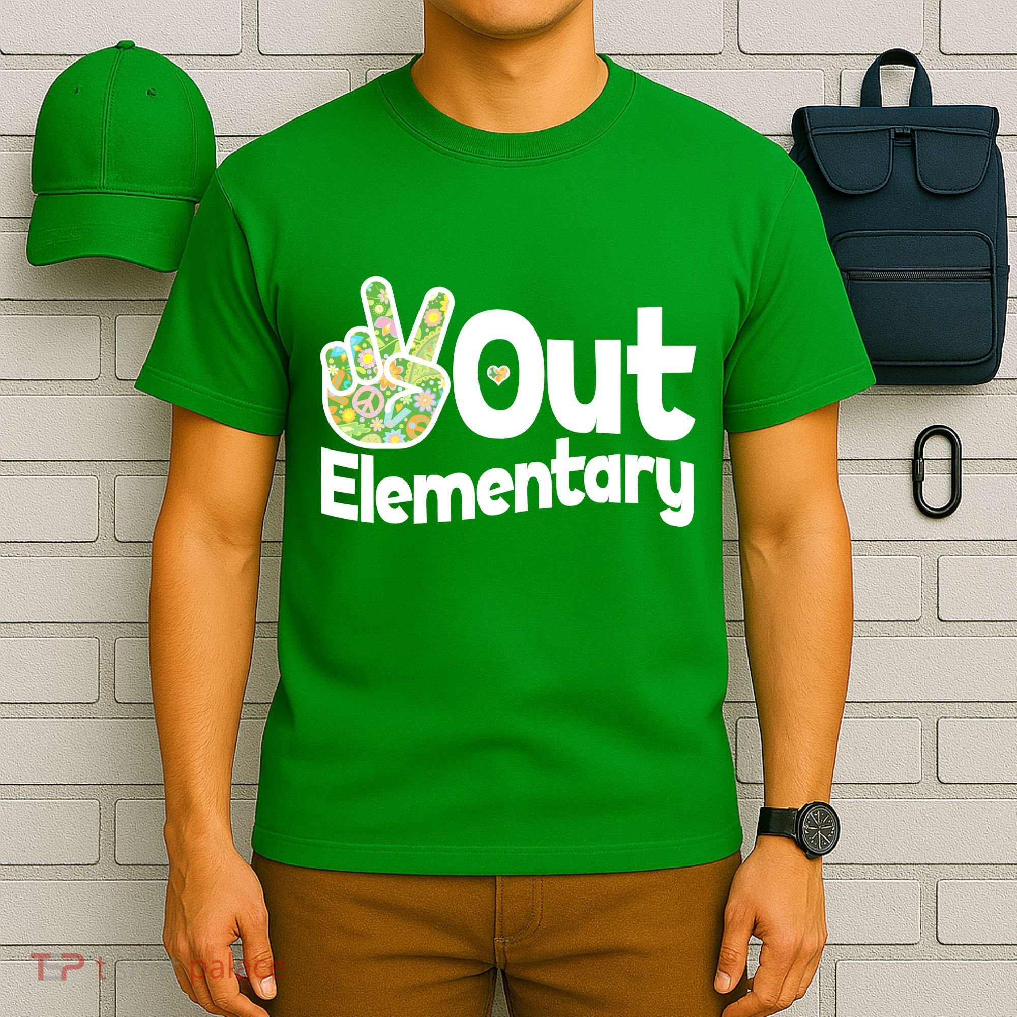 Retro Peace Out Elementary  T-Shirt